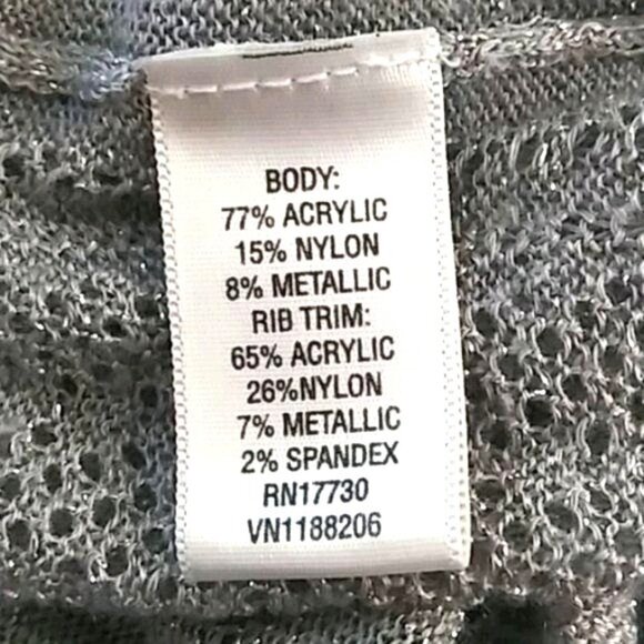 Xhilaration Silver Gray Metallic Knit Open Front Cap Sleeve Sweater Top Size XXL - Picture 8 of 8